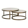Ronde salontafelset messing en wit hout - Richmond Interiors Whitebone