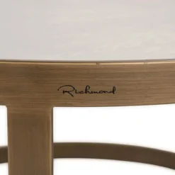 Ronde salontafelset messing en wit hout - Richmond Interiors Whitebone