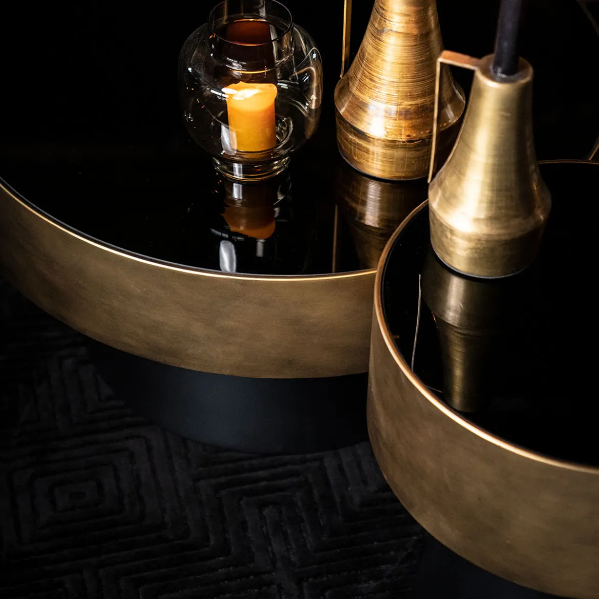 Ronde salontafel zwart met goud - By-Boo Bunga Large