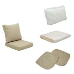 Rotan loungeset met beige olefin kussens - Brafab Sandkorn Set