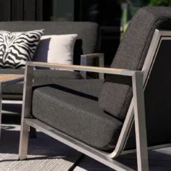RVS tuin loungebank met all-weather kussens - Brafab Naos
