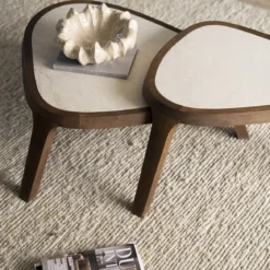 Salontafel hout met marmer - Eleonora Fred