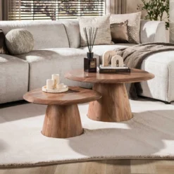 Salontafelset rond acacia bruin - Giani Rona