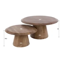 Salontafelset rond acacia bruin - Giani Rona