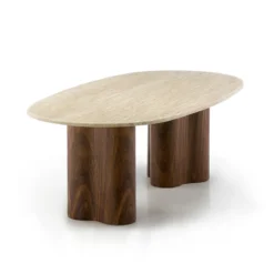 Salontafel walnoot met travertin - Bodio Sora
