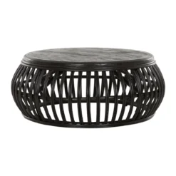 Salontafel zwart rotan rond - Must Living Positano