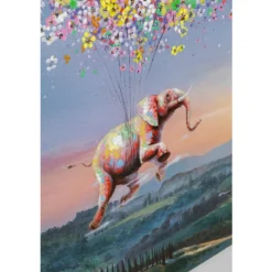 Schilderij vliegende olifant - Kare Design Flying Elephant At Night
