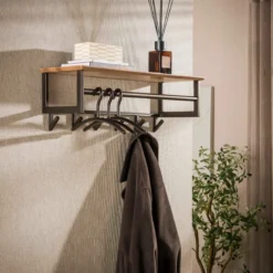 Stalen kapstok met eikenhoutlook plank - Santa Bruno