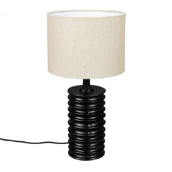 Tafellamp zwart aluminium geribbeld - Dutchbone Yalu