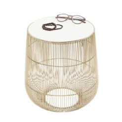 Tafeltje goud met wit marmer - Kare Design Beam White