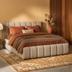 Teddy boucle bedframe met strepen - Bodio Leonor