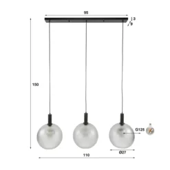 Trio matglazen hanglamp - Santa Bubble Frosted