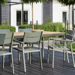 Tuinset 6 persoons teak en aluminium - Brafab Nox/Lola Set