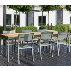 Tuinset 6 persoons teak en aluminium - Brafab Nox/Lola Set