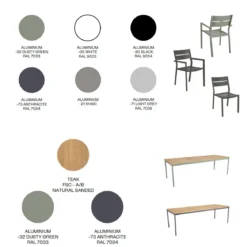 Tuinset 6 persoons teak en aluminium - Brafab Nox/Lola Set