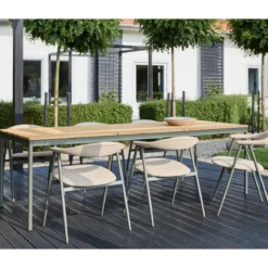 Tuinset 6 persoons teak en aluminium - Brafab Nox/Boi Set
