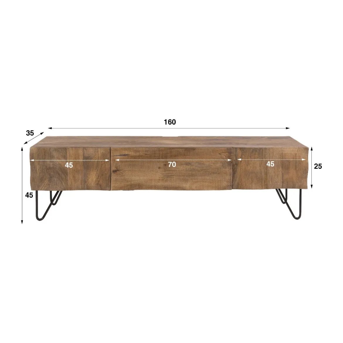TV-meubel mangohout met golvend front - Giani Ocean
