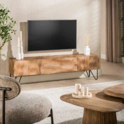 TV-meubel mangohout met golvend front - Giani Ocean