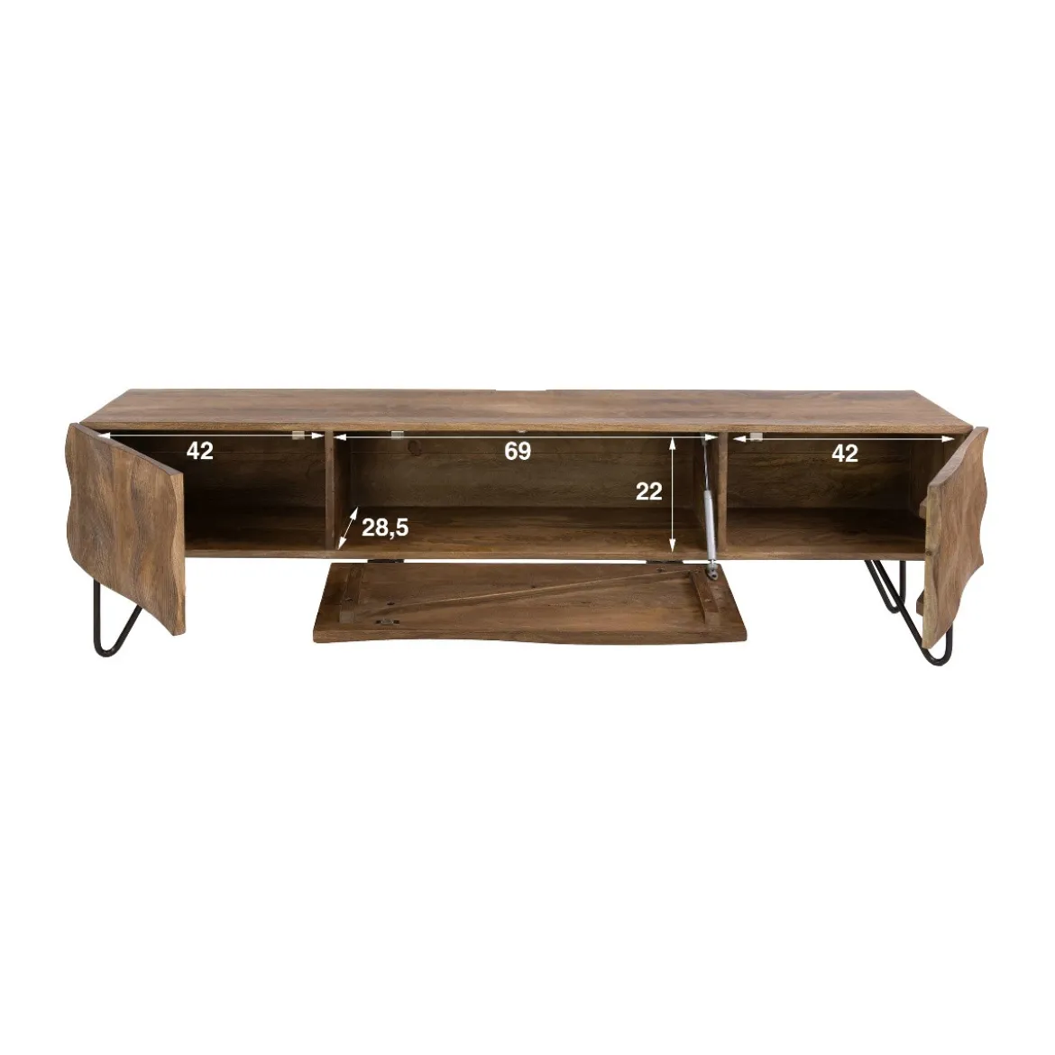 TV-meubel mangohout met golvend front - Giani Ocean