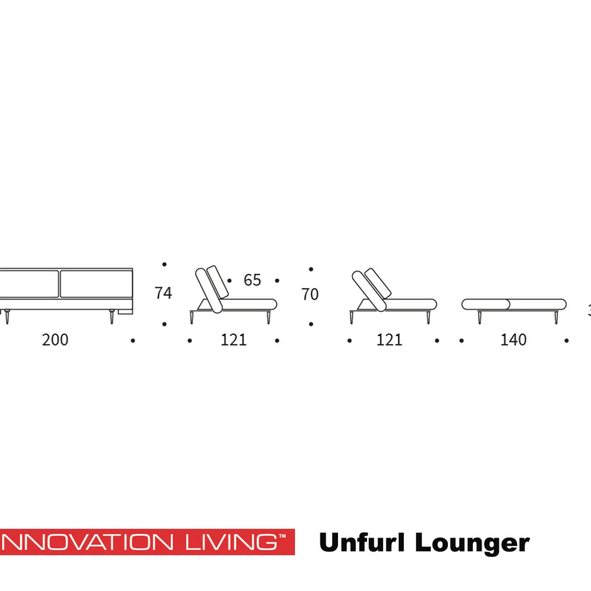 Tweepersoons slaapbank retro design - Innovation Living Unfurl Lounger