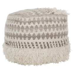 Vierkante poef beige wol - Must Living Aura