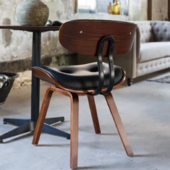 Vintage stoel leer - Dutchbone Blackwood
