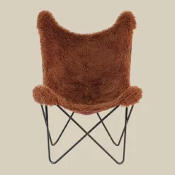 Vlinderfauteuil bont vacht terracotta - Bodio Butterfly