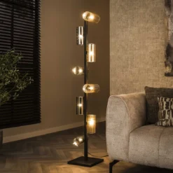 Vloerlamp 8 glazen kapjes - Santa Cylinder Mixed Glass