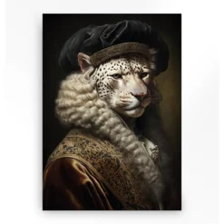 Wandkleed in frame - Urban Cotton Snow Leopard