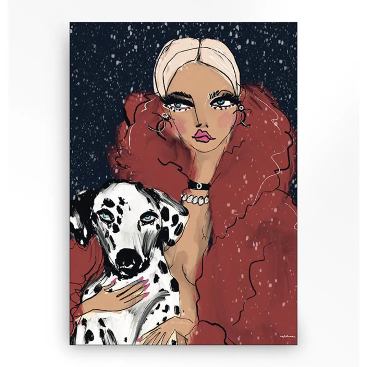 Wandkleed in frame - Urban Cotton Dotted Doggy