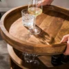 Wijnkast trolley met ribbelhout - Giani Wave
