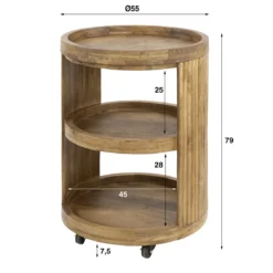 Wijnkast trolley met ribbelhout - Giani Wave