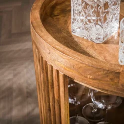 Wijnkast trolley met ribbelhout - Giani Wave