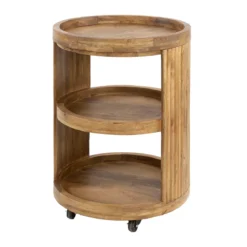 Wijnkast trolley met ribbelhout - Giani Wave
