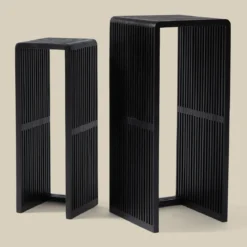 Zuilen set teak latjes zwart - Bodio Teak Slats