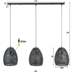 Zwart-bruine hanglamp met ovale kappen - Santa Armor