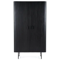 Zwarte retro kast met houten latjes - Eleonora Remi