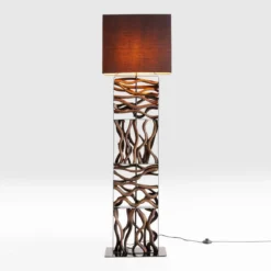 Zwarte vloerlamp met hout - Kare Design Nature Wave