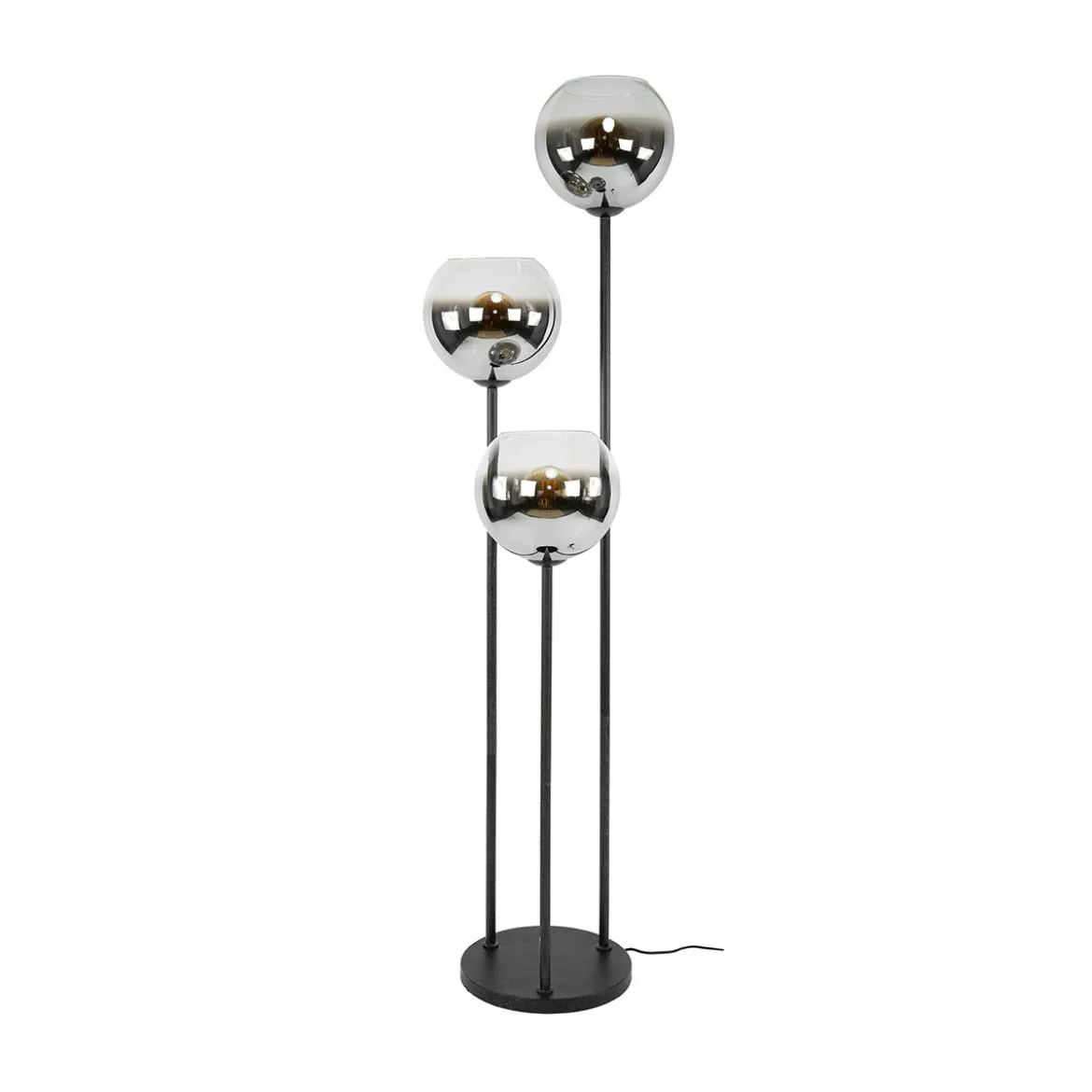 Zwarte vloerlamp met rookglas - Santa Bubble Shaded