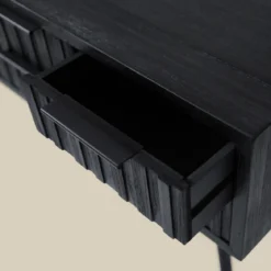Zwarte wandtafel teak latjes - Bodio Teak Slats