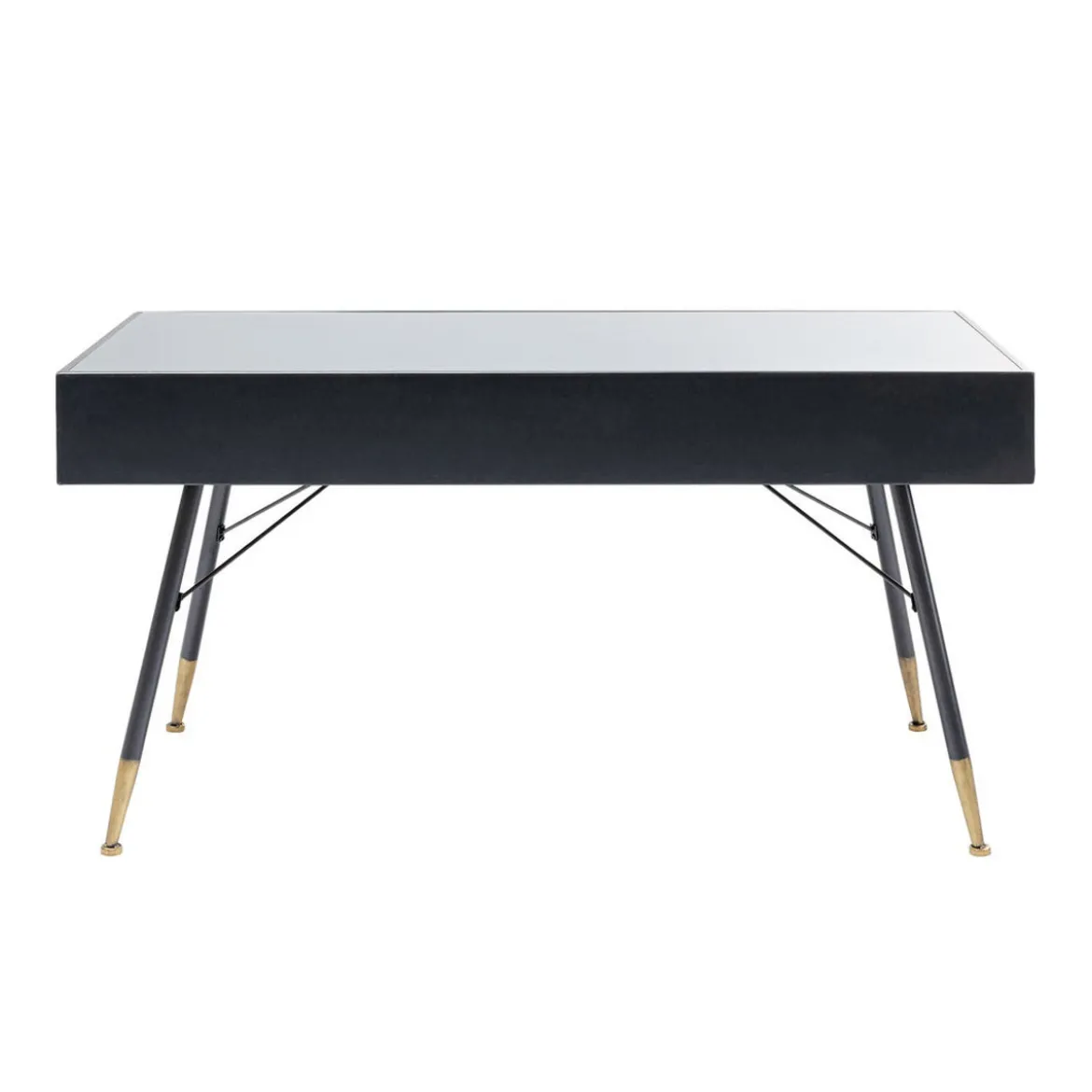 Zwart metalen bureau ribbelglas - Kare Design Gomera