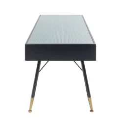 Zwart metalen bureau ribbelglas - Kare Design Gomera