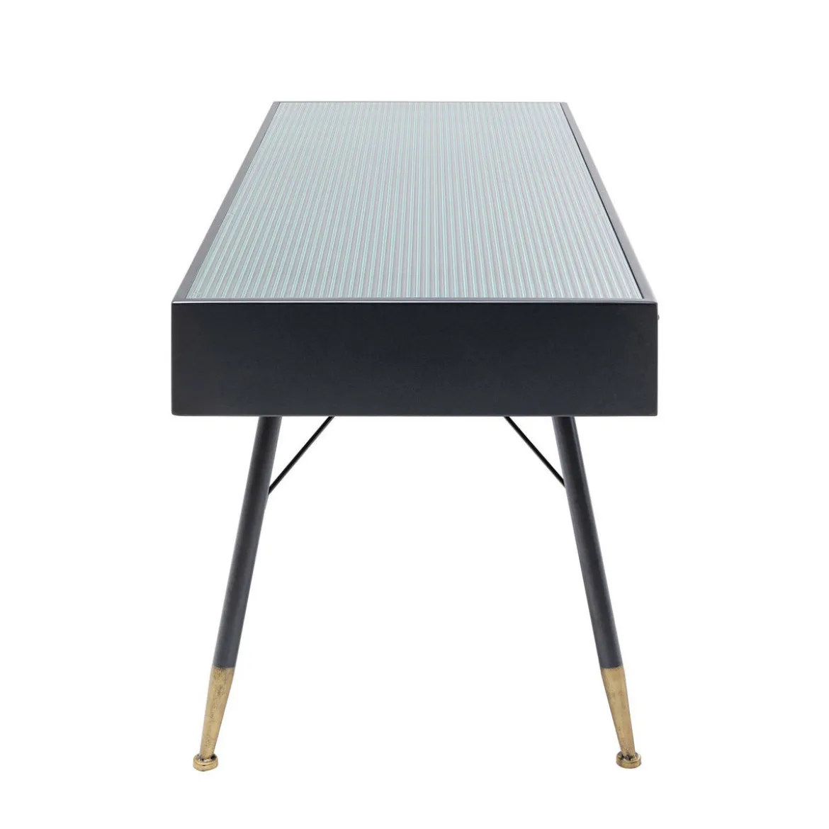Zwart metalen bureau ribbelglas - Kare Design Gomera