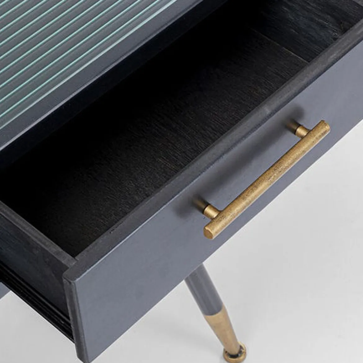Zwart metalen bureau ribbelglas - Kare Design Gomera