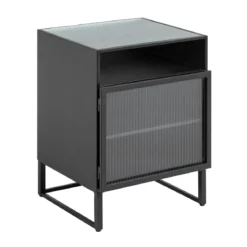 Zwart nachtkastje ribbelglas - Kave Home Trixie
