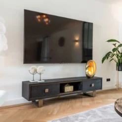 Zwart tv-meubel met goud - Richmond Interiors Hunter