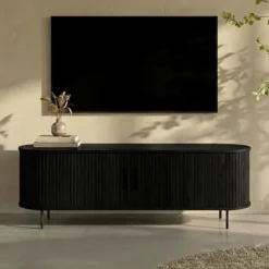 Zwart tv-meubel ovaal 150 cm - Bodio Sway