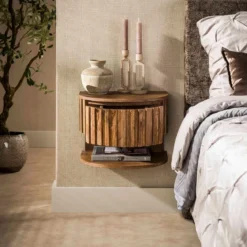 Zwevend nachtkastje hout met legplank - Giani Ridge